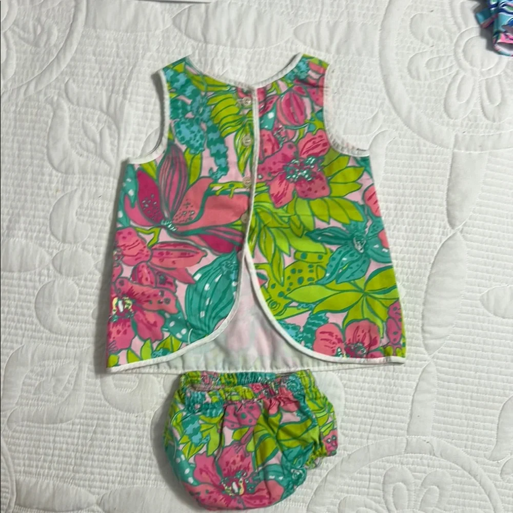 Lilly Pulitzer Pink and Green Floral Diaper Cover Set